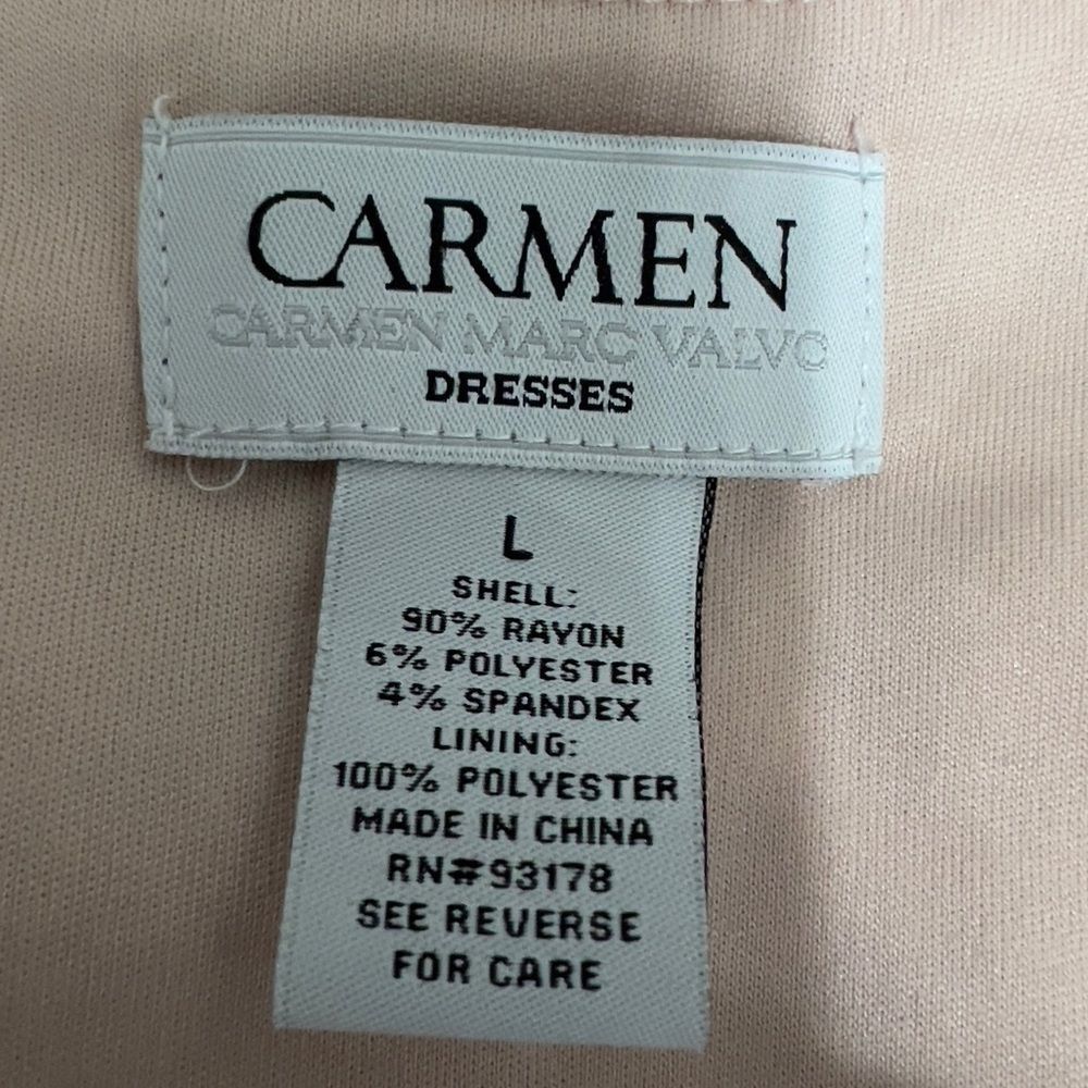 Carmen Marc Valvo Scoop Neck Bodycon Fabric Cut Out Midi Dress Size Large - Picture 7 of 7